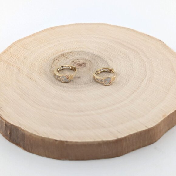 Women's 14k Gold Kitty Cat‎ Cubic Zirconia Novelty Hoop Earrings Jewelry ** - Picture 6 of 10